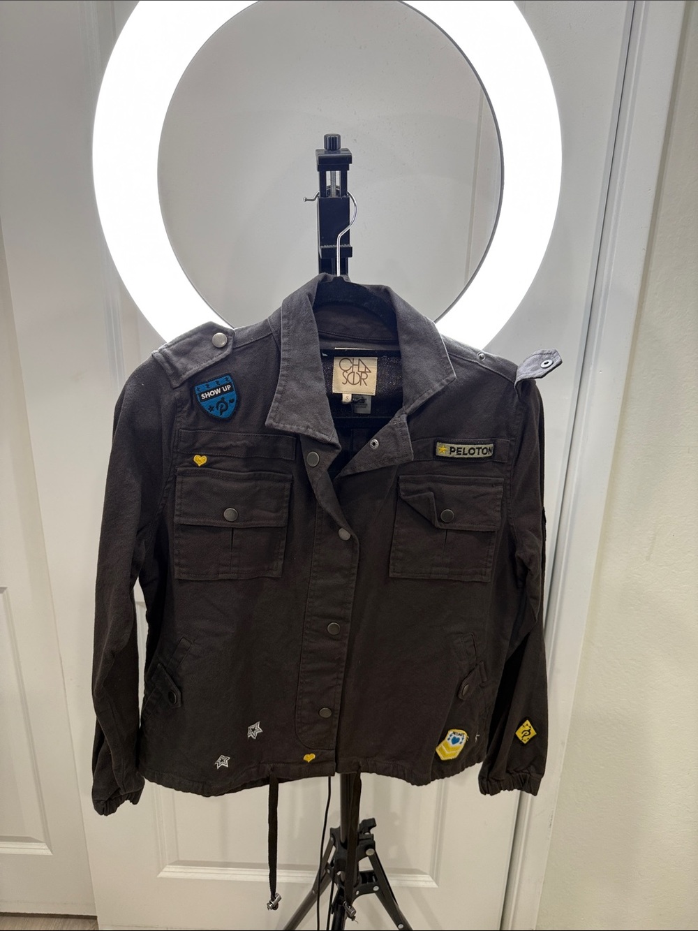 Peloton Black Jacket with Patch Accents